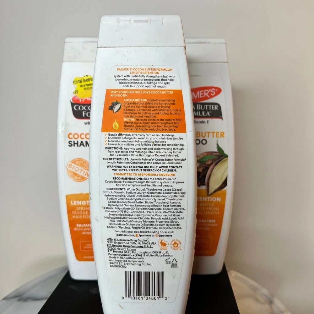 3 Pack Palmers Cocoa Butter Formula Length Retention Shampoo Biotin 13.5oz 400ml